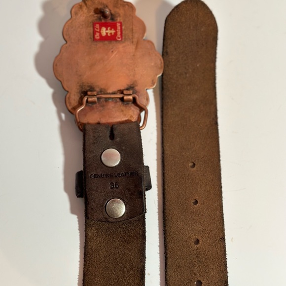 De Lis Couture Jewel Tooled Leather Belt Women’s Size 36 - Picture 3 of 7